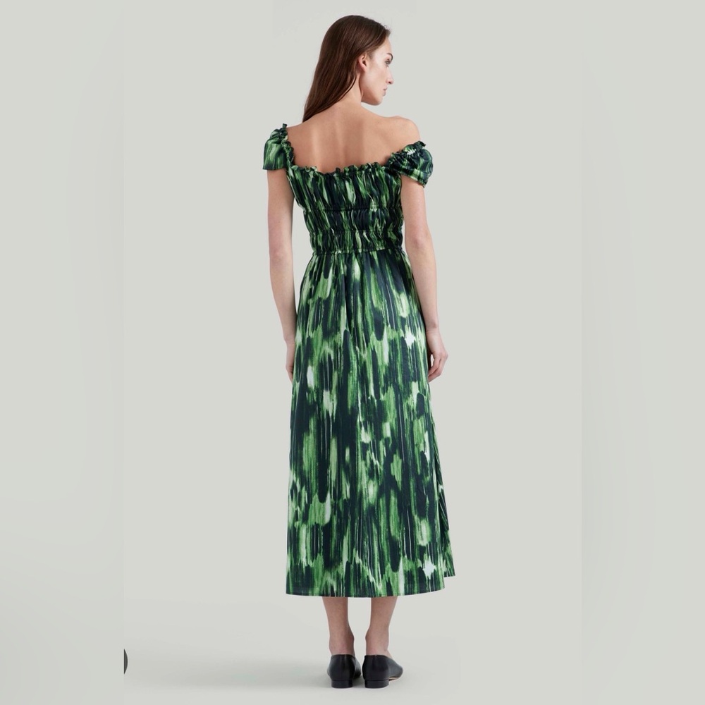 Altuzarra Cotton Lily Green and Black Patterned Designer Dress NWT